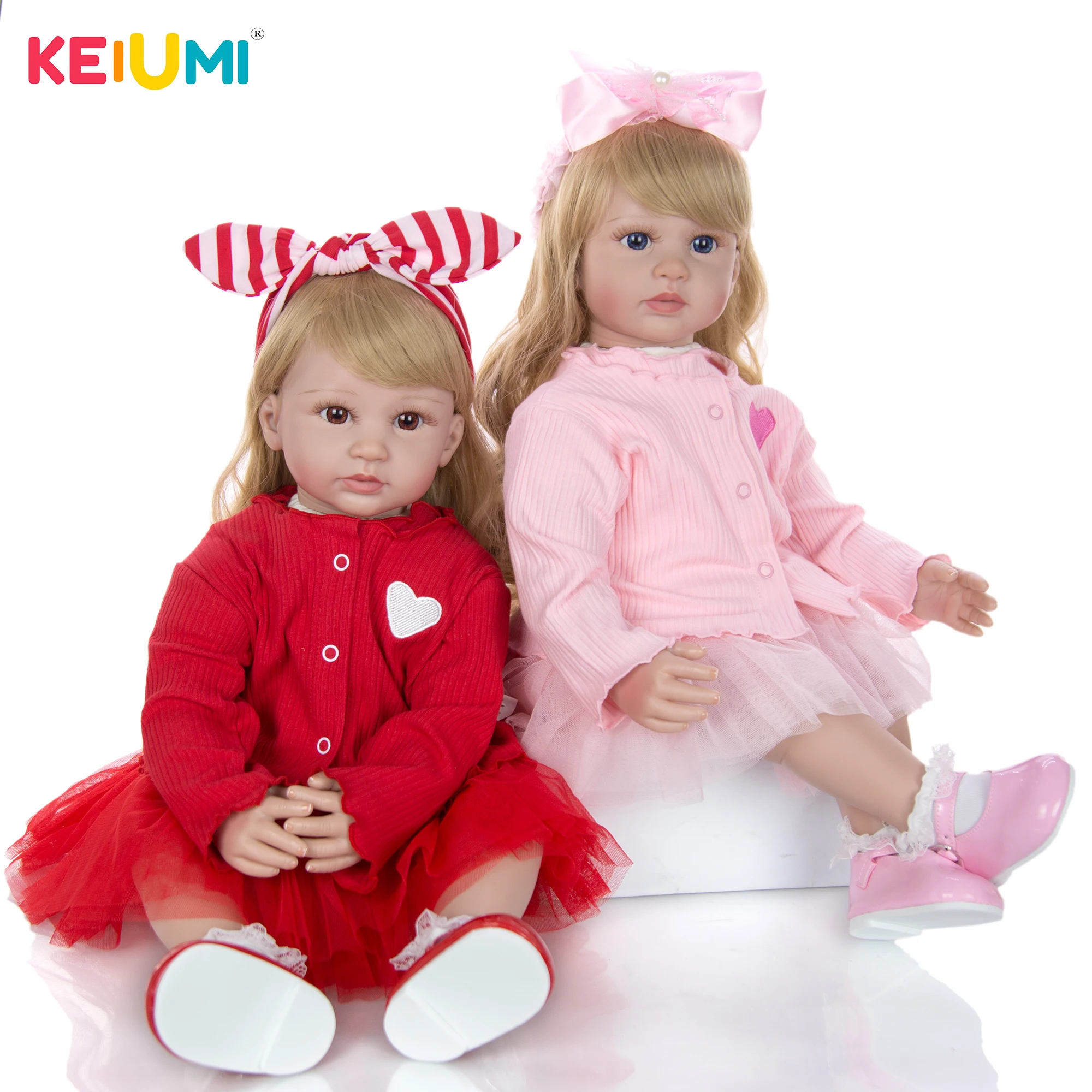 Мода KEIUMI Reborn Baby Dolls 60 см Силиконовые мягкие виниловые Близнецы настоящая принцесса кукла новорожденного для девочек Boneca игрушки для детей Рождественский подарок