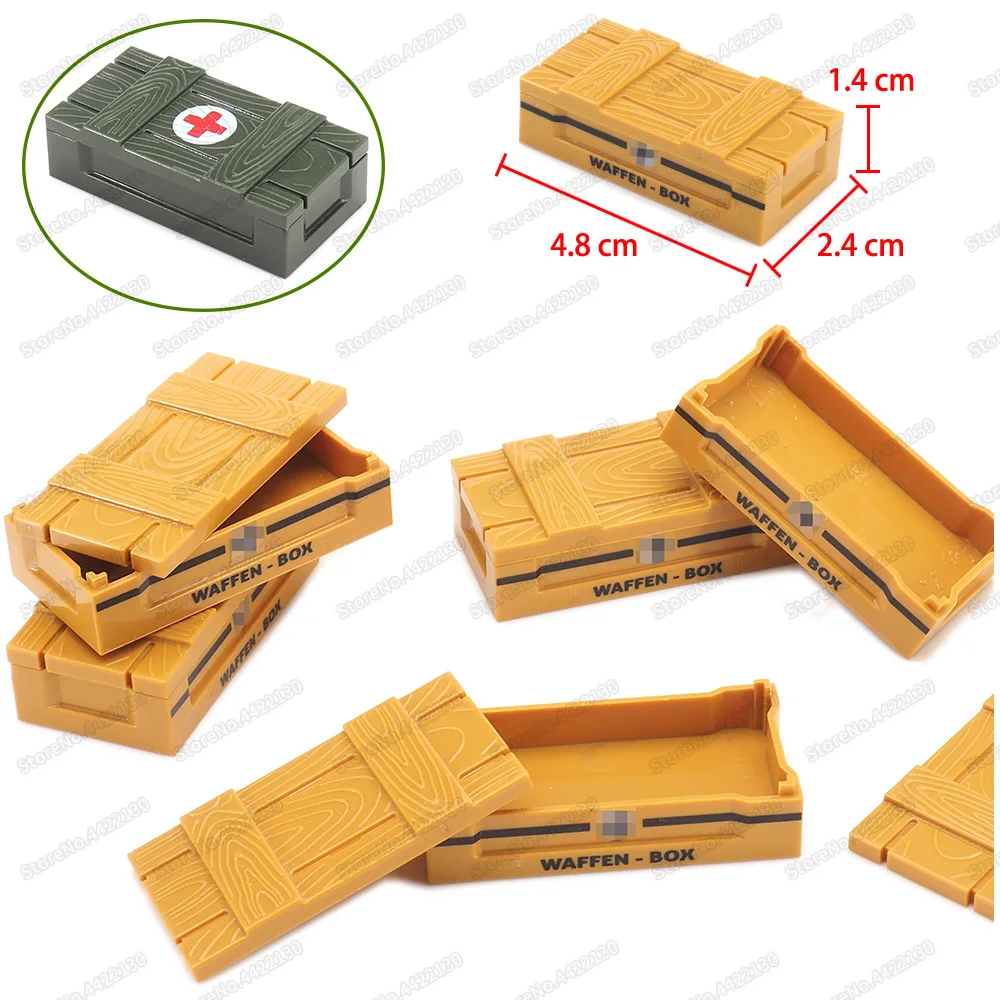 

Military Weapons Box Building Block Moc WW2 Battlefield Figures Fighting Guns Boxes Equipment Model Child Christmas Gift Boy Toy