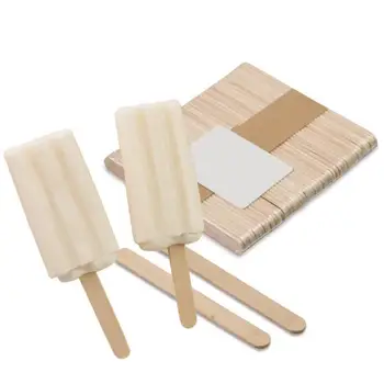 

50pcs Wooden Ice Cream Sticks Popsicle Stick Kids DIY Hand Crafts Ice Cream Lolly Popsicle Making Tools Kitchen Tools
