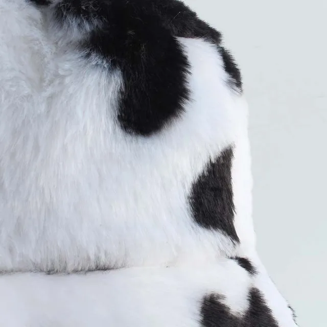 Faux Fur Cow Print Bucket Hat Unisex 