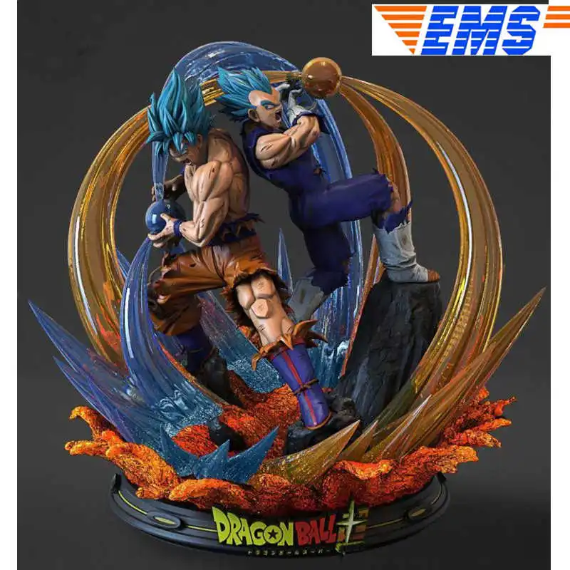 Dragon Ball Z Аниме статуя Супер Saiyan синие волосы Гоку и синие волосы Вегета полная длина портрет резиновая фигурка героя игрушечная коробка Q1006