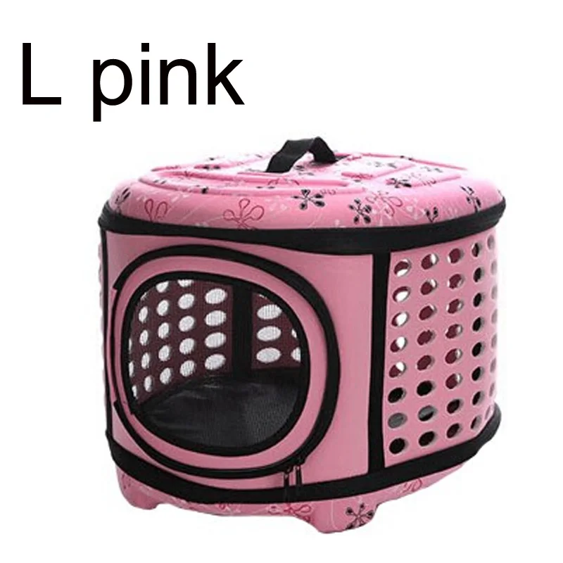 Переноска для питомцев, для собак, кошек, складная клетка, складной ящик, сумка, пластиковые сумки для переноски, товары для домашних животных, сумка для транспортировки - Цвет: L Pink