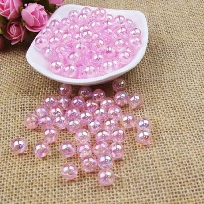 pink 6/8/10 мм AB прозрачные Цвет круглые акриловые Свободный разделитель бисер бусины для изготовления ювелирных изделий браслет Цепочки и ожерелья ювелирные изделия Аксессуары 100 шт - Цвет: pink