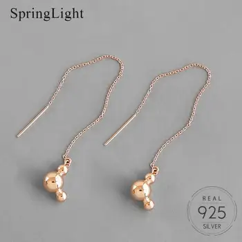 

Springlight Fashion Round Beads Cross Long Line Drop Earrings Real 925 Sterling Silver Handmade Fine Jewelry Earring For Women