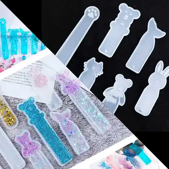 

1PC Rabbit Cat Bear Dolphin Bookmarks Pendant DIY Silicone Mold Dried Flower Jewelry Accessories Tools Equipments Resin Molds