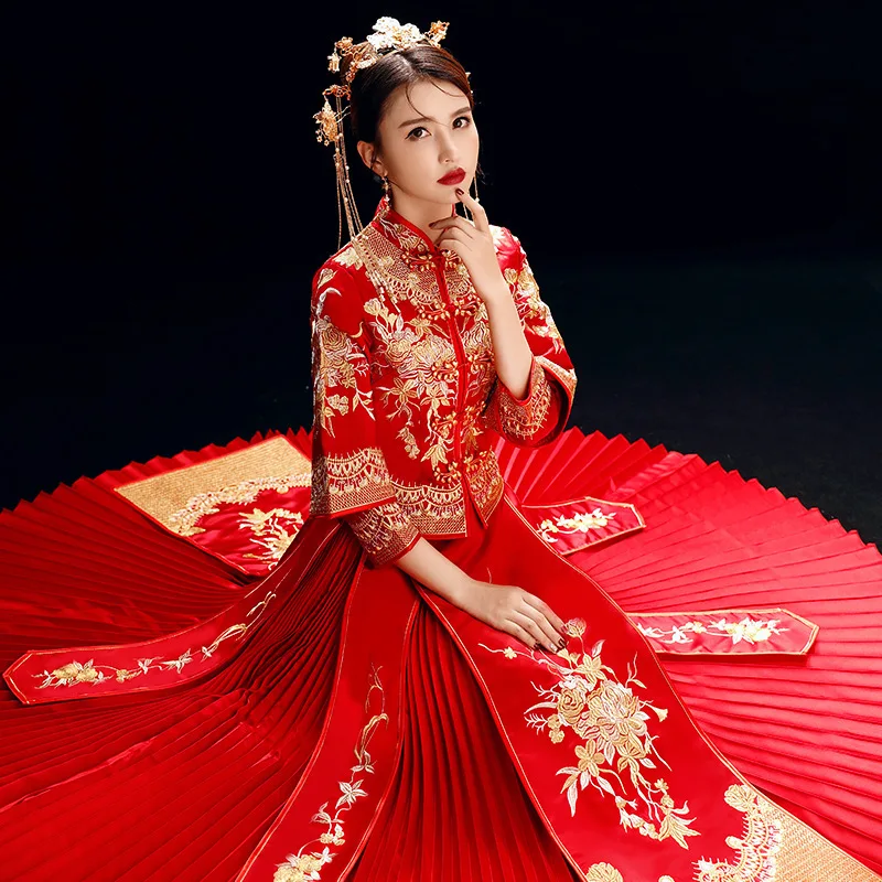 

2020 Real Xiuhe Suit Chinese Get Married Bride Wedding Dress 2020 Spring Clothing Show Kimono Groom Longfeng Existing Couple