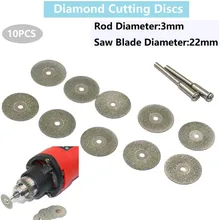10 pçs 22mm disco de corte diamante corte mini diamante lâmina serra broca ferramenta rotativa para diy artesanato trabalho jóias fazendo ferramentas elétricas
