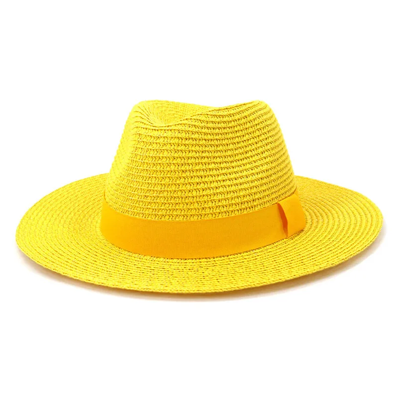 Sombreros de Sol para hombre y mujer, gorras de Jazz con banda de cinta,  clásicas, negras, blancas y amarillas, protección solar informal para playa