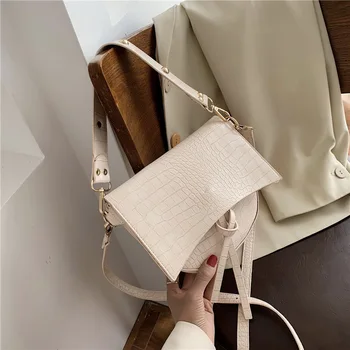 

Stone Pattern PU Leather Crossbody Shoulder Messenger Bags For Women 2020 Mini Handbags and Purses Solid Color Saddle Bags D268