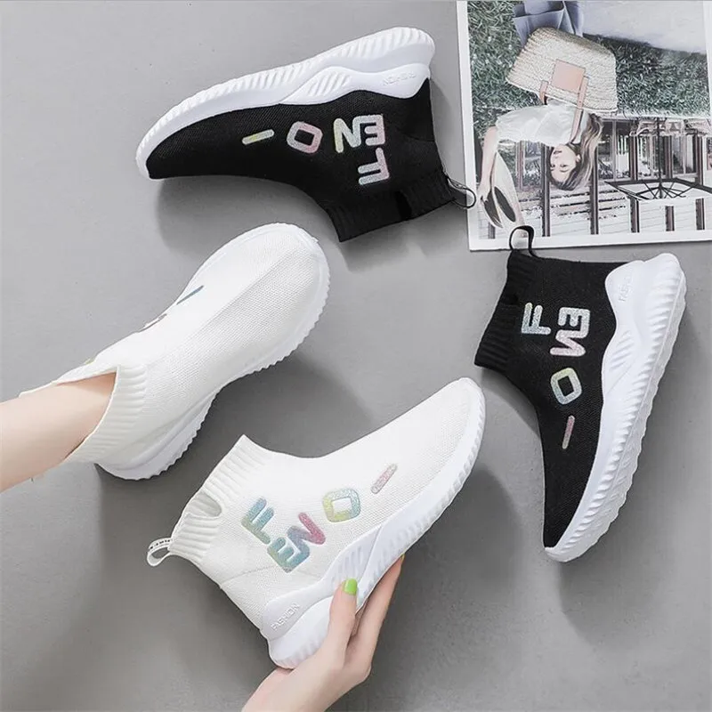 

Stretch Sock Boots Woman Sequined Cloth Bling Women Shoes Casual Flats Shoes Female sneakers Single Fashion Women Shoes