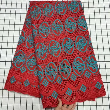 

5 yard Swiss lace fabric 2020 latest heavy beaded embroidery African cotton fabrics Swiss voile lace popular Dubai style 1L08112