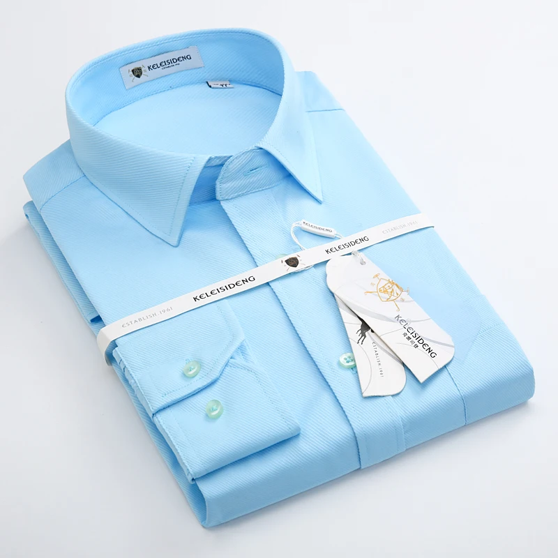 

Long Sleeved Twill Men's Work Shirt Regular Fit Solid Formal Dress Shirts for Male White Mens Social Shirts Business clothing