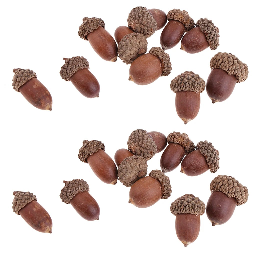 20Pcs Natural Mini Acorns Christmas Accents Home Xmas Festival Decorations Room Ornament Rustic Crafts