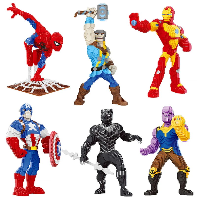 Legoing Marvel The Avengers Superhero Iron Man Thor Captain Spiderman Figures Small Particles Set Model Building Blocks Kid Toys