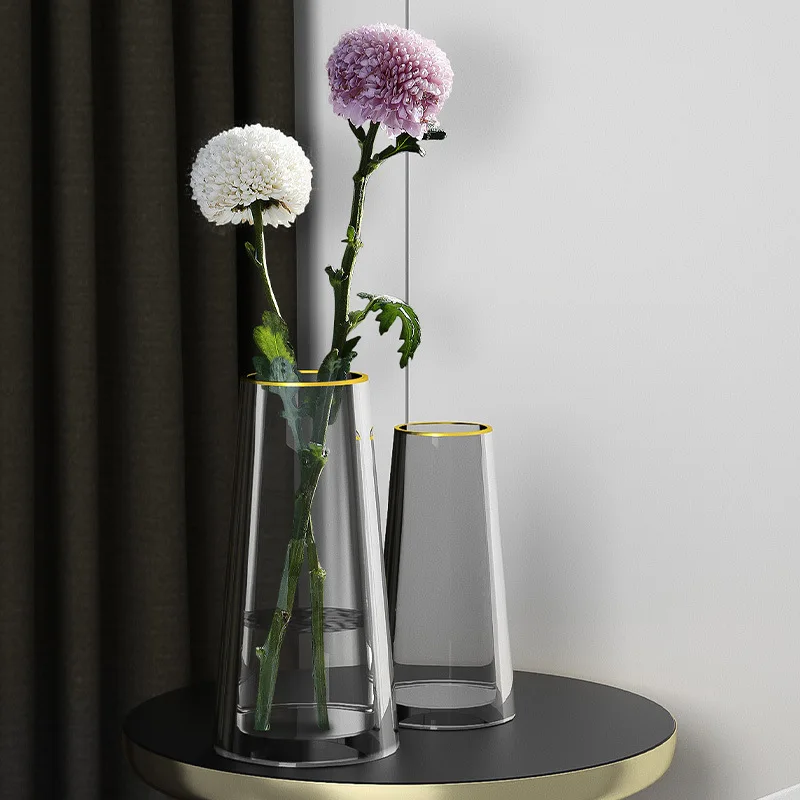 Luxury Vase Decoration Nordic Transparent Glass Living Room Creative Home Decor Outline In Gold Flower Arrangement | Дом и сад