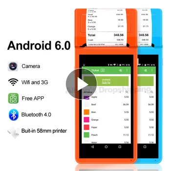 

POS PDA Android Bluetooth Built-in Printer 58mm Camera Barcode Reader 1D 2D QR Scanner Handheld Terminal Free APP Loyverse POS
