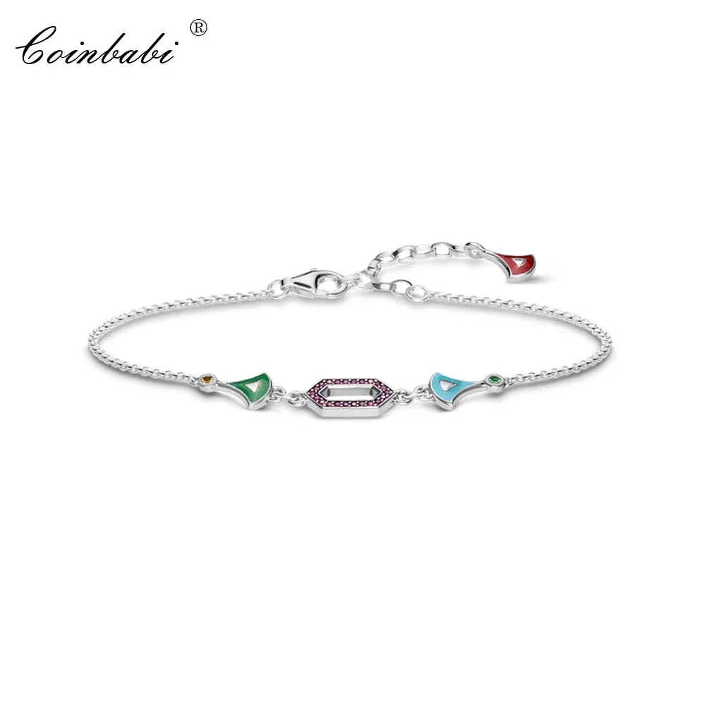 Томас Азиатский орнамент браслет цепочка серебро 925 пробы модные ювелирные изделия для женщин звено модный красочный подарок клубный браслет