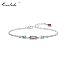 Томас Азиатский орнамент браслет цепочка серебро 925 пробы модные ювелирные изделия для женщин звено модный красочный подарок клубный браслет