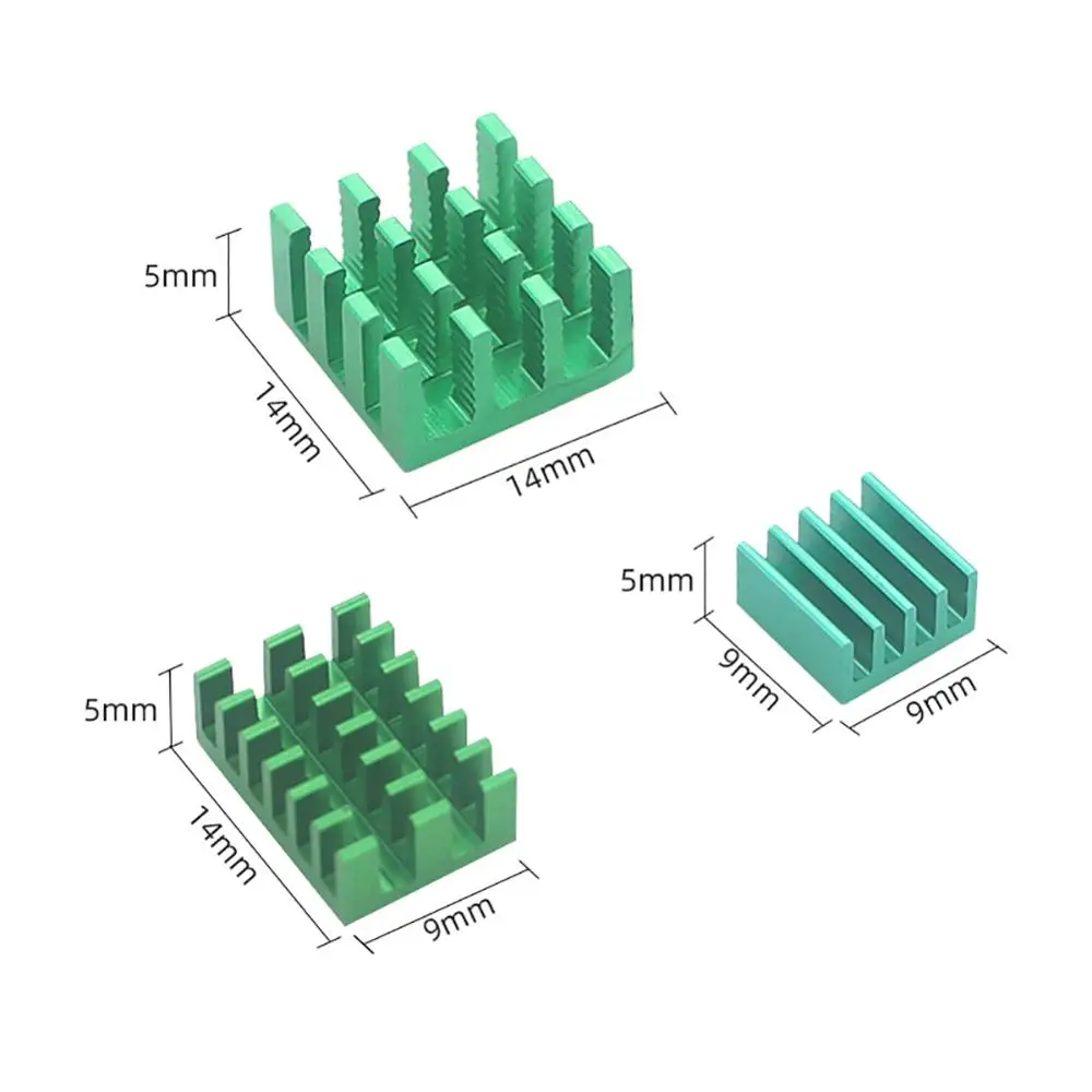 Green 3 шт. алюминиевый радиатор комплект для охлаждения кулер для Raspberry Pi 4 Модель B Черный Зеленый Золотой Серебряный радиатор для RPI 4 - Комплект: Green