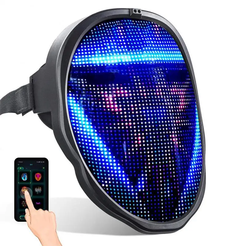 Светодиодная Маска для карнавала сменная маска с Bluetooth светодиодсветодиодный RGB