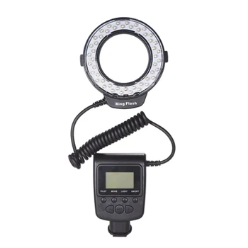 

HD-130 Macro LED Ring Flash Light LCD Display 3000-15000K GN46 Power Control with 3 Flash Diffusers 8 Adapter Rings for Canon Ni