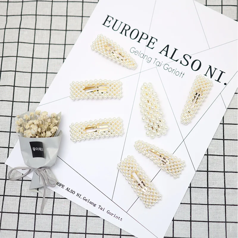 

Online Celebrity INS Pearl Barrettes Children BB Clip Girls Side Clip Baby Side Edge Clip GIRL'S Bang Broken Barrettes Fashion