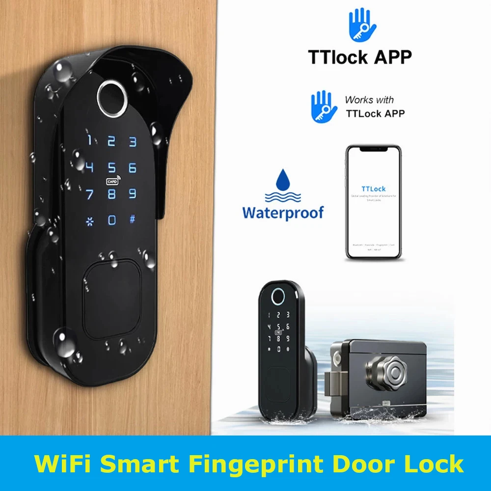 TUYA / TTLock APP WIFI Smart Door Lock 5 in 1 Fingerprint Password Waterproof Unlock Support Alexa & Google Assistant | Безопасность