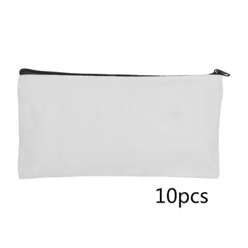 

10Pcs DIY Craft Blank Bag Canvas Makeup Pencil Pouch Multipurpose Pencil Case Cosmetic Bag
