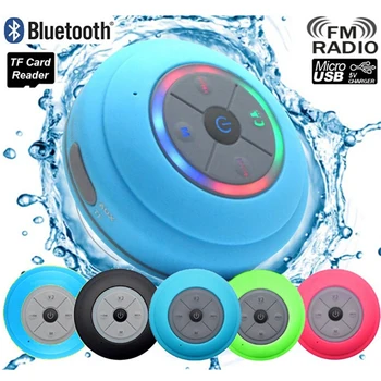 

Wireless Bluetooth Speaker Waterproof Led FM Radio Subwoofer Bluetooth Column TF Card Suction Cup Mini Speaker for Mobile