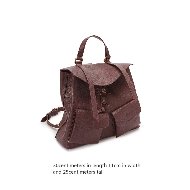 

2020 new large-capacity simple shoulder bag female super soft lychee leather backpack multi-function travel bag