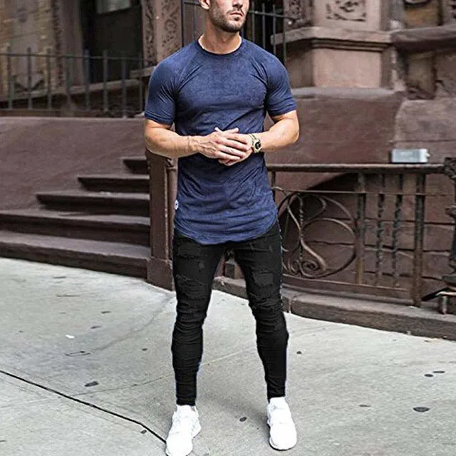 2021 New Men's Slim White Jeans Fashion Ripped Holes Skinny Destroyed Denim Pants Male Streetwear High quality Joggers Jeans Black