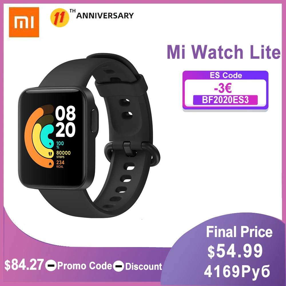 Xiaomi Mi Watch Lite Bluetooth Smart Watch GPS 5ATM Waterproof SmartWatch  Fitnes