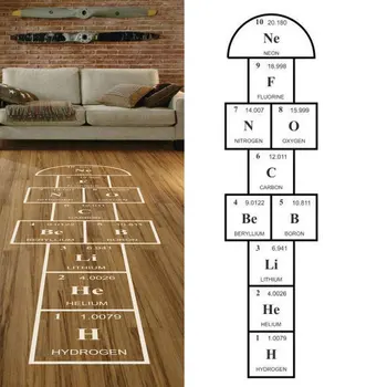 

Chemistry Hopscotch Wall Sticker Serious Games For Smart Kids Large Vinyl Decor Children's Room Educational Floor Decals 4472