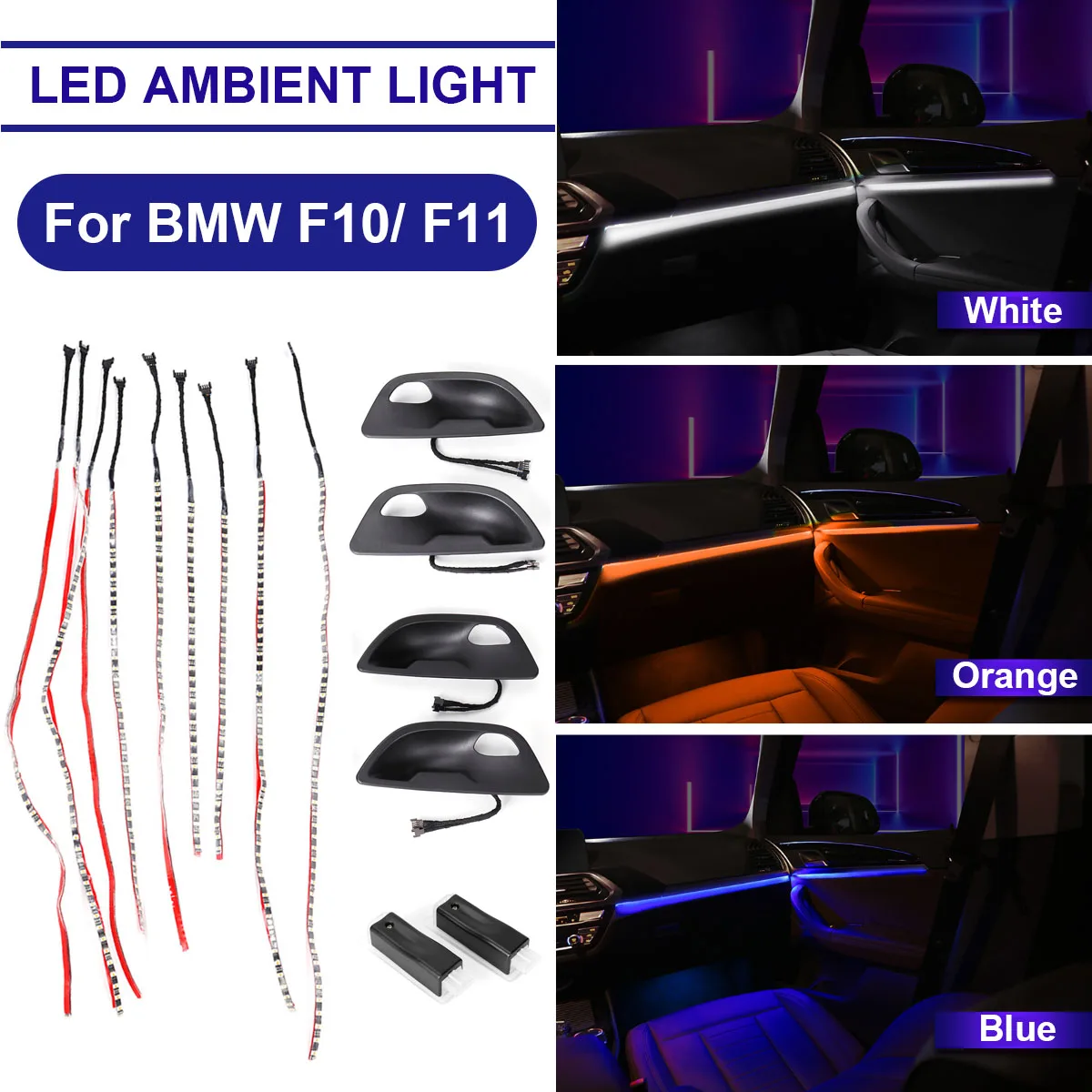 

NEW 1Set Car Interior Decorative Led Ambient Car Door Light Stripes Atmosphere Light With 3 Colors For BMW F10/ F11