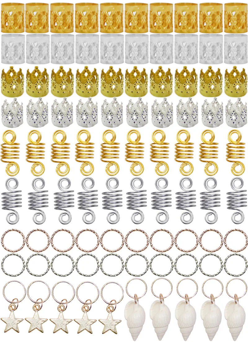 90 шт. Золотая заколка для волос дреды бусины для волос лист звезда Сделай Сам заколка для волос манжеты для волос подвеска в виде трубочки аксессуары для дредов