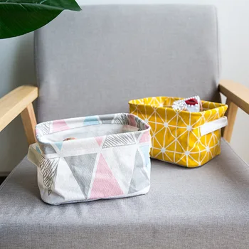 

Korean-style Storage Canvas Desktop Storage Basket Organizing Compartmental Cosmetic Debris Storage Storage Bag