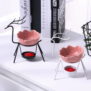 

Creative Deer Oil Burner Stainless Steel Deer Burner Candle Aromatherapy Oil Lamp Decorations Aroma Furna Living Room Burner S $