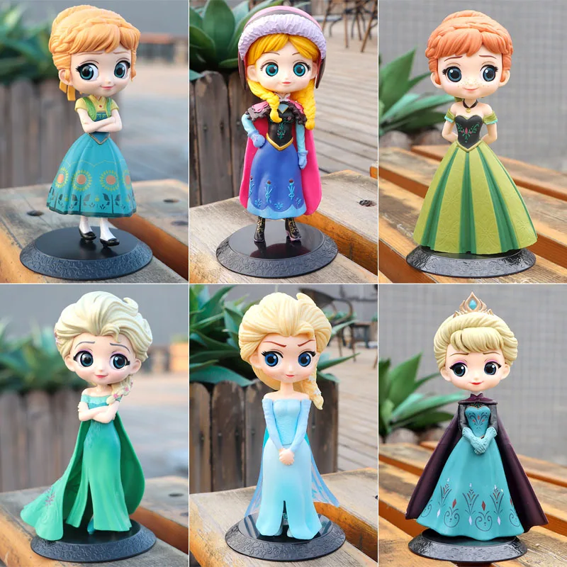 Disney Princess Figure Toys Q Posket Elsa Anna PVC Collectible Model Dolls |