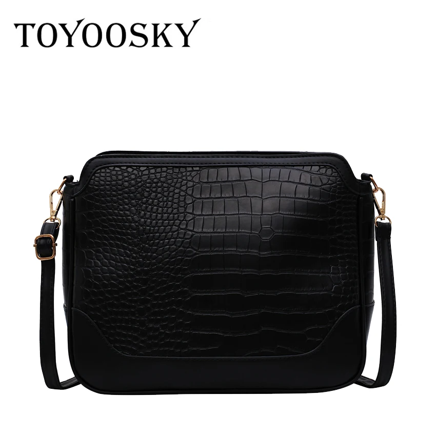 

TOYOOSKY Fashion PU Women Composite Bag Vintage Messenger Bag Large Capacity Retro Shoulder Bag Crocodile Pattern Crossbody tote