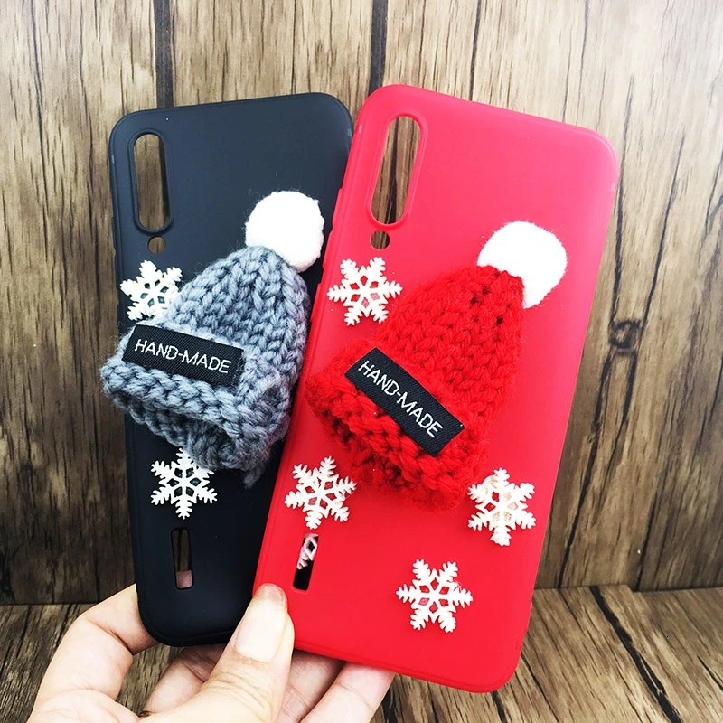 Christmas Hat Fluffy Case For Xiaomi Mi A3 / Mia3 Lite Lovely Silicone Phone Cases On Xiomi CC9 CC9E CC 9 Cover Coque | Мобильные