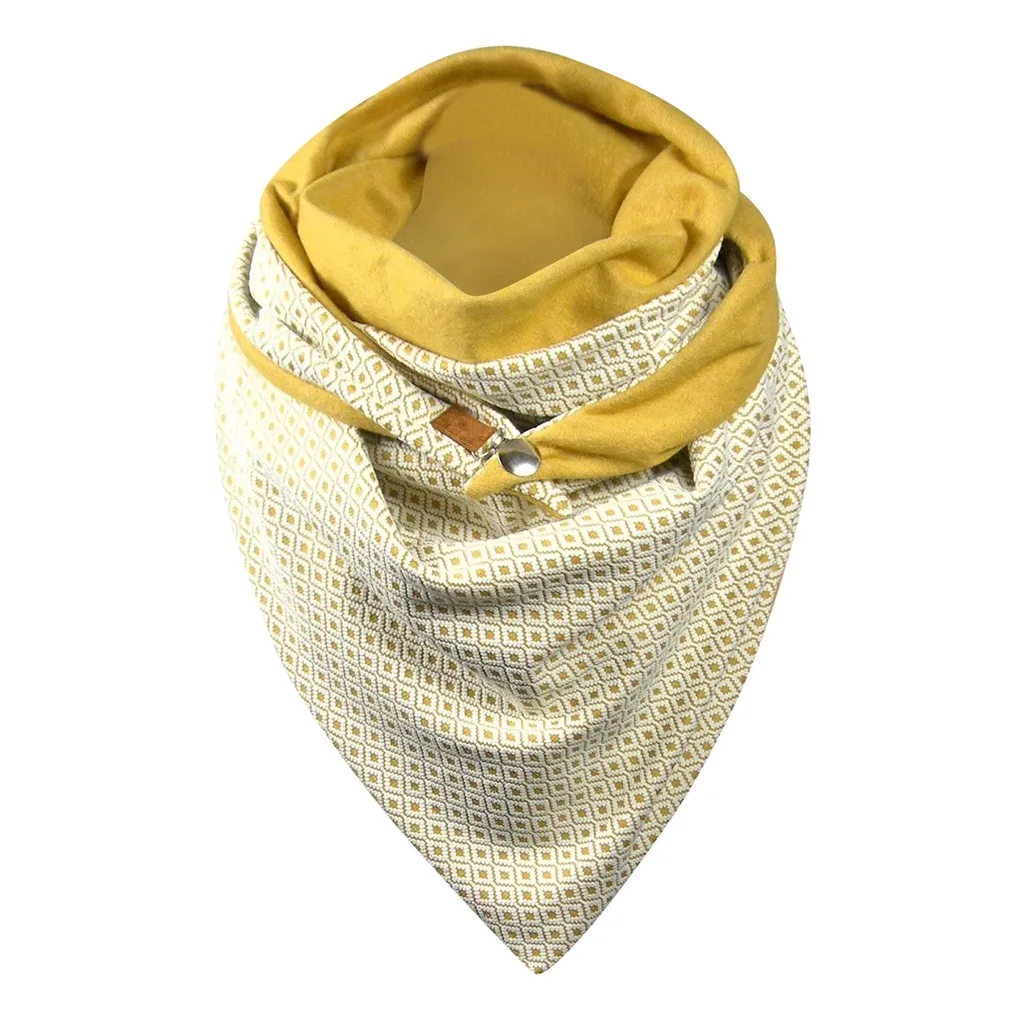 

Women's Cotton Malaysia Warm Buttoned Turban Scarf Fashion Soild Dot Printing Button Soft Wrap Casual Warm Scarves Shawls