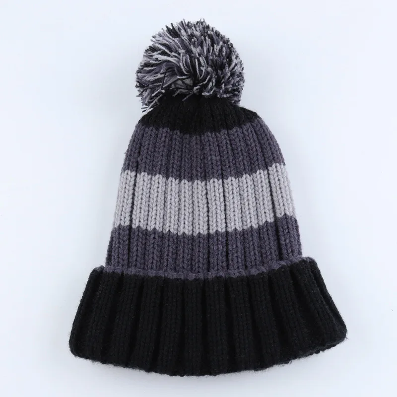 Мальчики и девочки унисекс шерсть Pom Skullies Beanie шапки осень/зима вязаная теплая шапка бини играть на открытом воздухе капот Лыжная Кепка