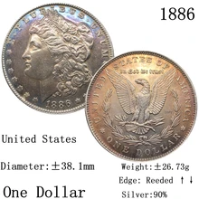 Stany zjednoczone ameryki 1886 Morgan 90 srebro 1 jeden dolar kopia moneta Liberty USA w bogu kolekcja pamiątkowe monety tanie tanio CN (pochodzenie) Metal Imitacja starego przedmiotu CASTING 1880-1899 People