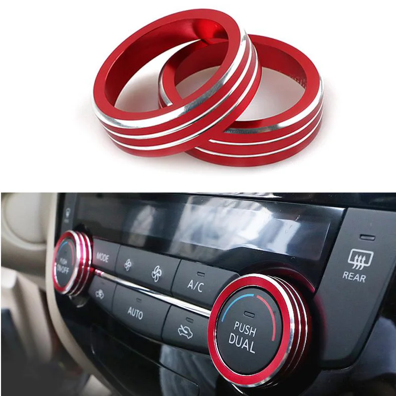 3pcs Car Air Conditioning Switch Knob Decorative Cover Car Interior A/c Volume Radio Decal Tirm Auto Interior Accessories Compatible With K3 2015-2018 Car Air Conditioner Knob Decoration Ring 