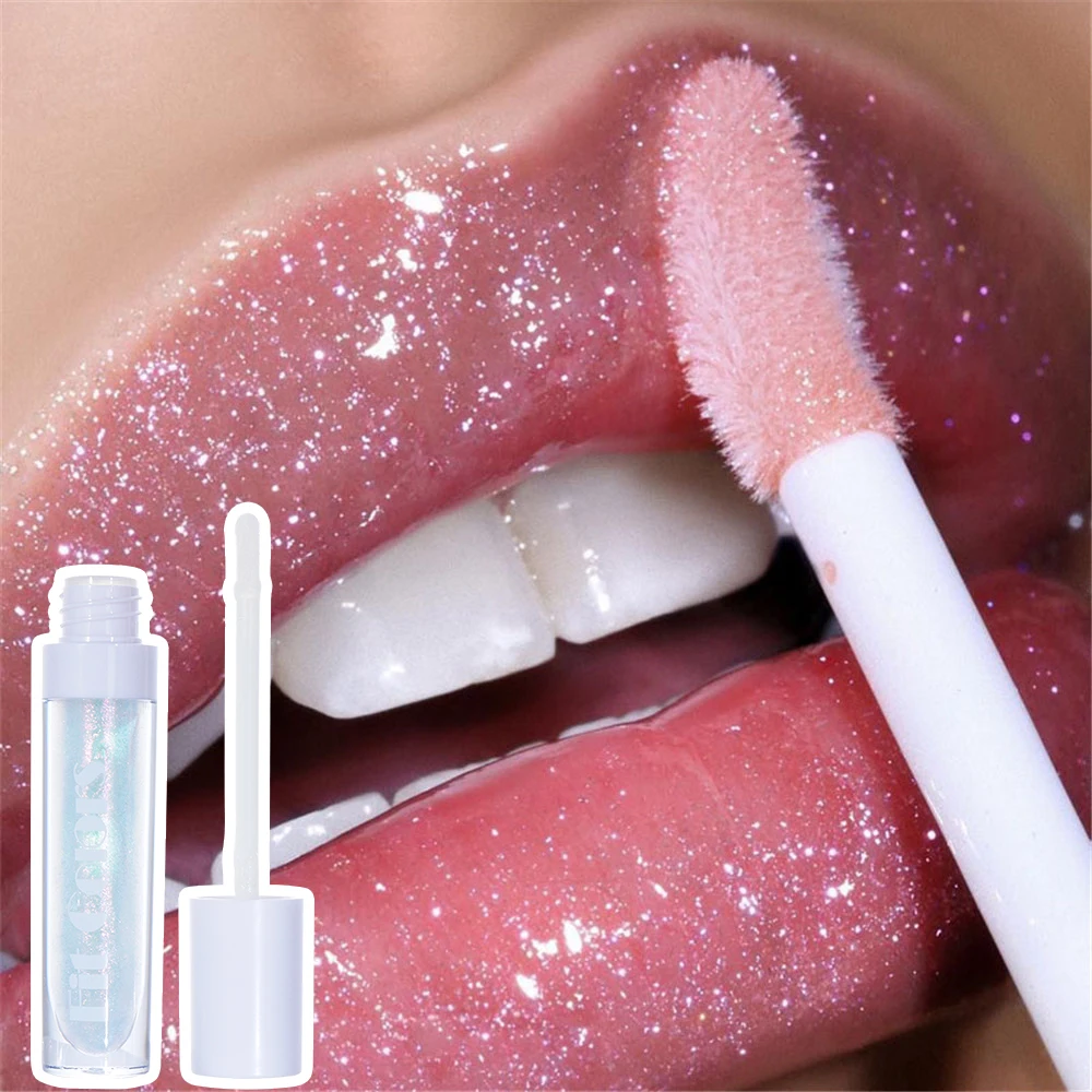 

2020 Hot 3D Lips Plumper Shiny Colorless Pearl Lip Gloss Moisturizing Holographic Lip Coats Oil Makeup Tool