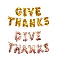 Стиль праздничные украшения 16-дюймовый шпилька буквами воздушный шар из фольги спасибо вечерние лента для воздушных шаров отверстие для подвешивания на День Благодарения мяч