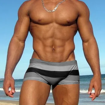 

2020 Mens Swim Briefs Beach Shorts Swimwear Men Sexy Swimming Trunks Sunga Striped Swimsuit Mayo De Praia Homens Maillot De Bain