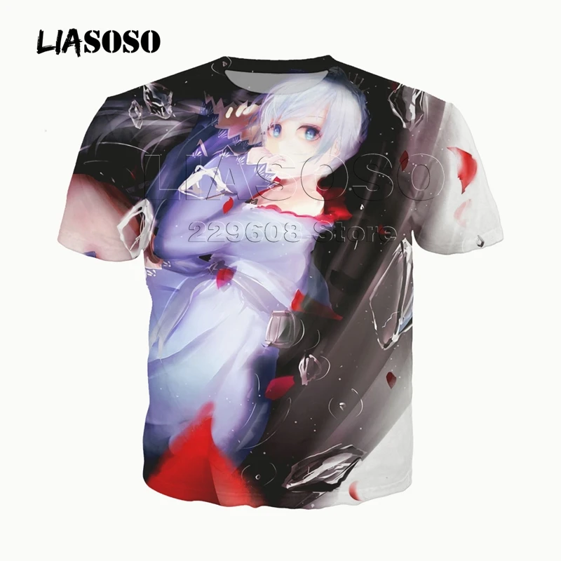 4 LIASOSO 3D принт для женщин и мужчин аниме косплей RWBY Kawaii девушки Рубиновая футболка «розы» летняя футболка хип-хоп пуловер повседневные топы - Цвет: 4