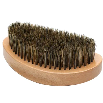 

Hair Brush Hair Cream Unisex Bristle Hair Beard Brush Oil Head Brush Wooden Curved Handle Beard Comb