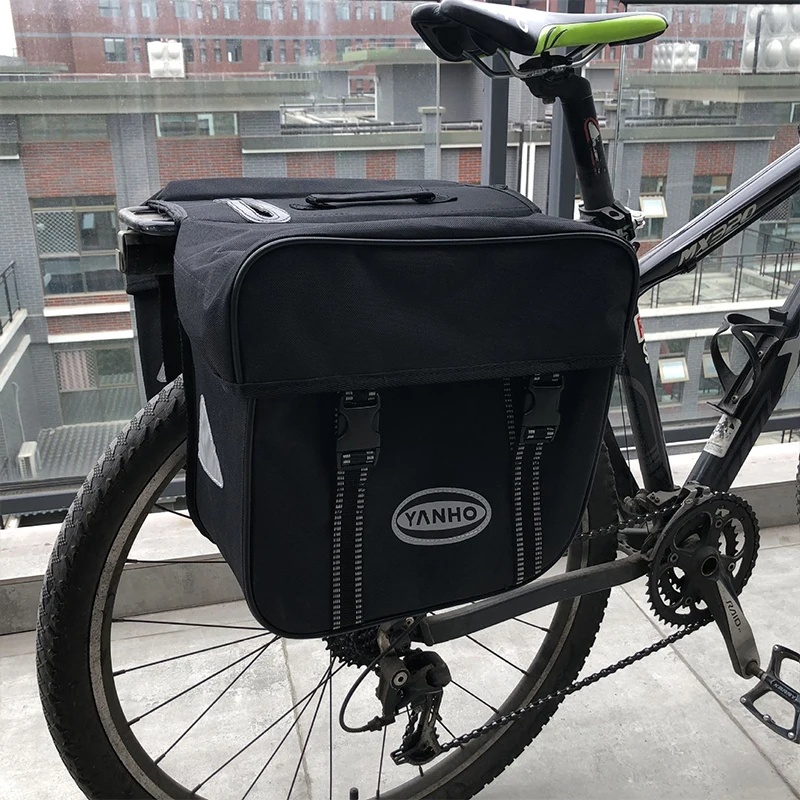 Unisex Reflective Triangular Design Delivery Bicycle Pannier Rear Frame Bag